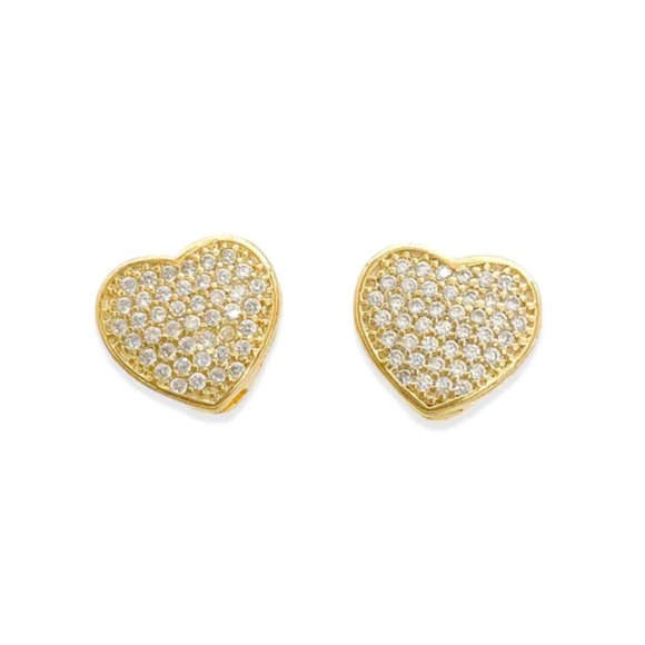 SueSue Jewelry - NEW Hearts Gold Filled CZ Cubic Zirconia Studs Earrings